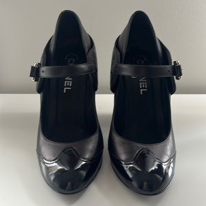 Chanel Black Mary Jane Block Heel